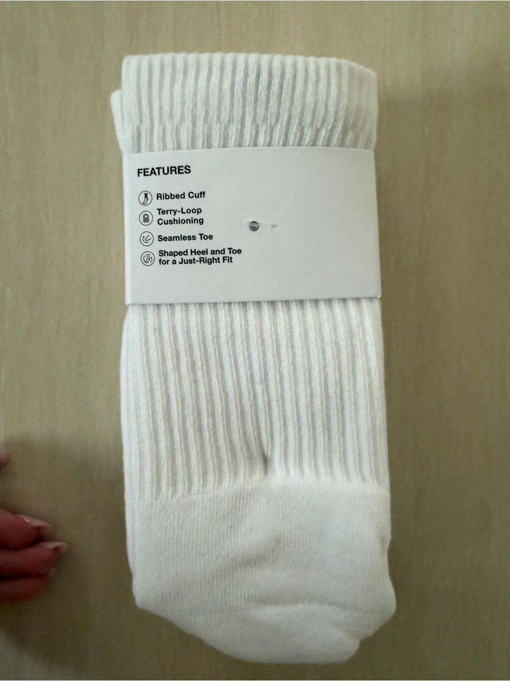 Aritzia TNA White Crew Socks with Black Logo